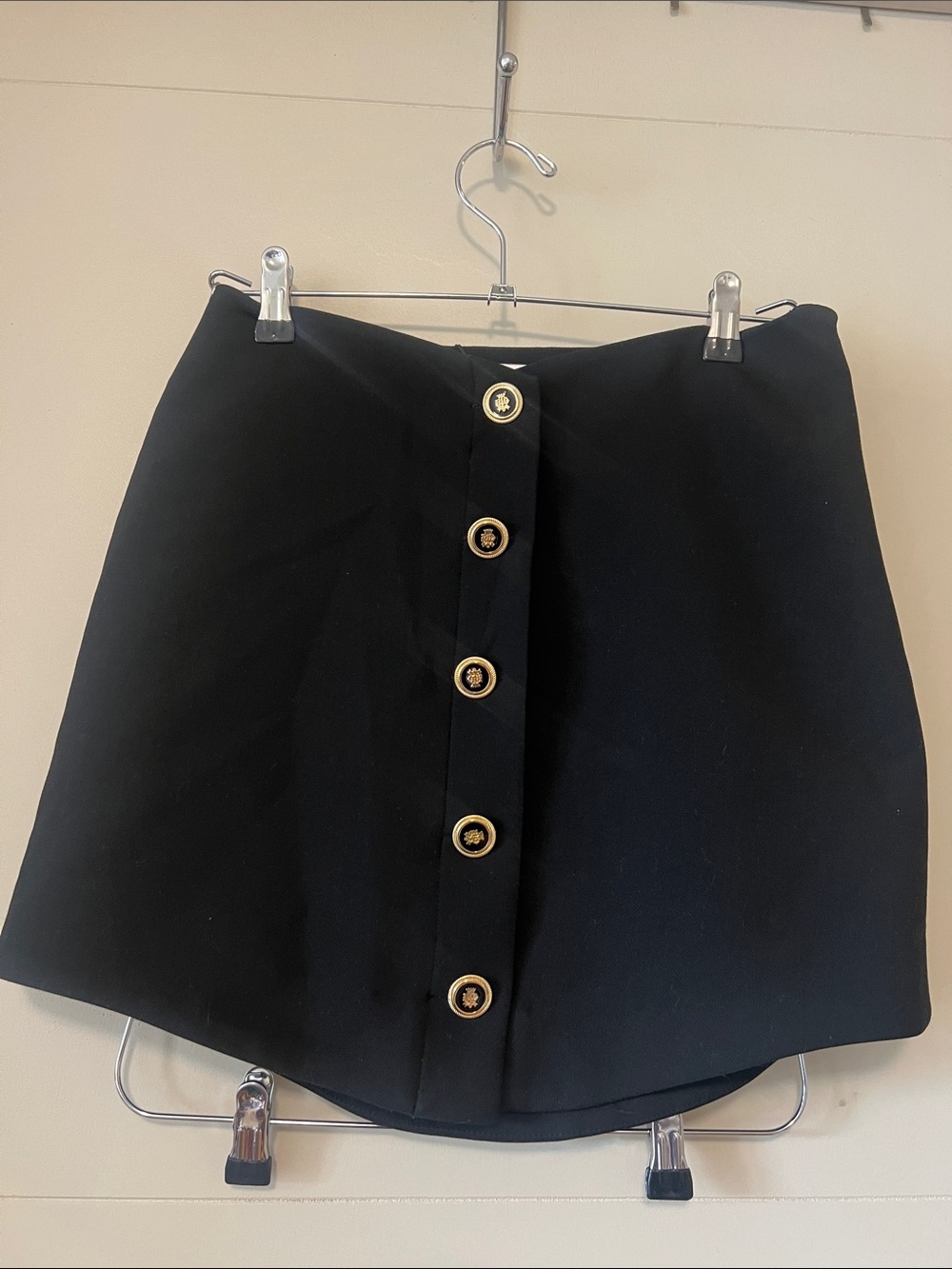 Zara Black Mini Skirt with Gold Buttons